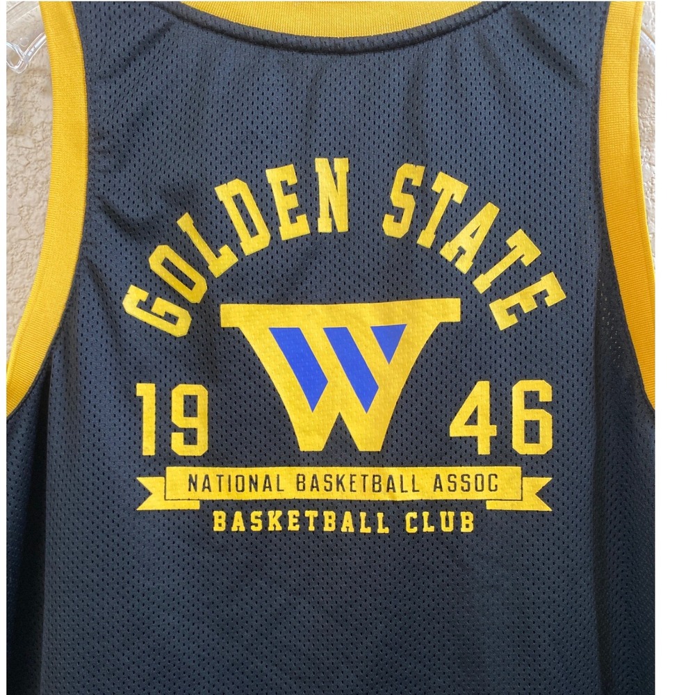 NBA Golden State Warriors Basketball‎ Jersey Mens Large Black Yellow Mesh UNK - Picture 4 of 8